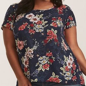 New w/ Tags Torrid navy floral chiffon blouse